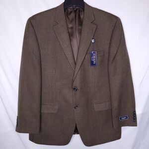 Chaps Wool Blazer Mens 44R Brown 2 Button Single Breasted Sport Coat NWT